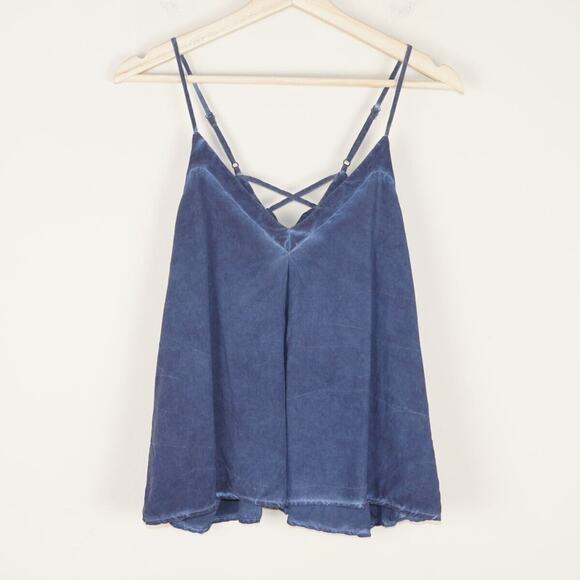 Tina Jo Oil Wash Blue Spaghetti Strap Tank Top Cami Womens Sz L - Picture 1 of 5